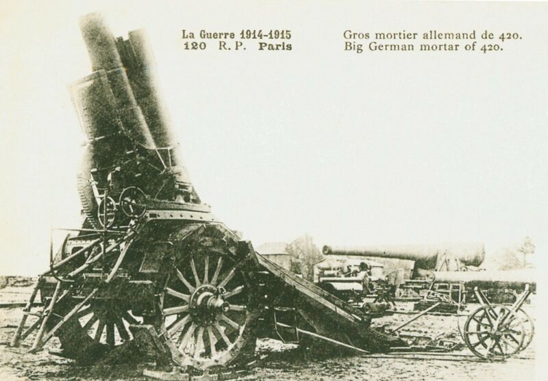  1914-1918 1915 Gros mortier allemand de 420 Big german mortar of 420.jpg 